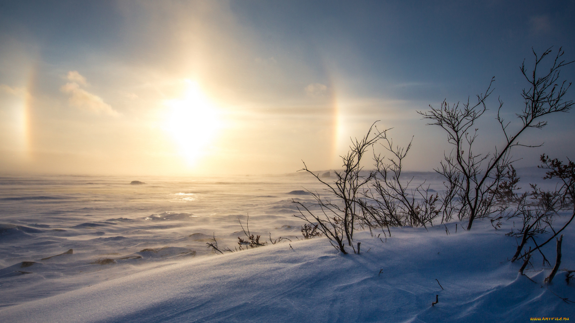 природа, зима, сияние, снег