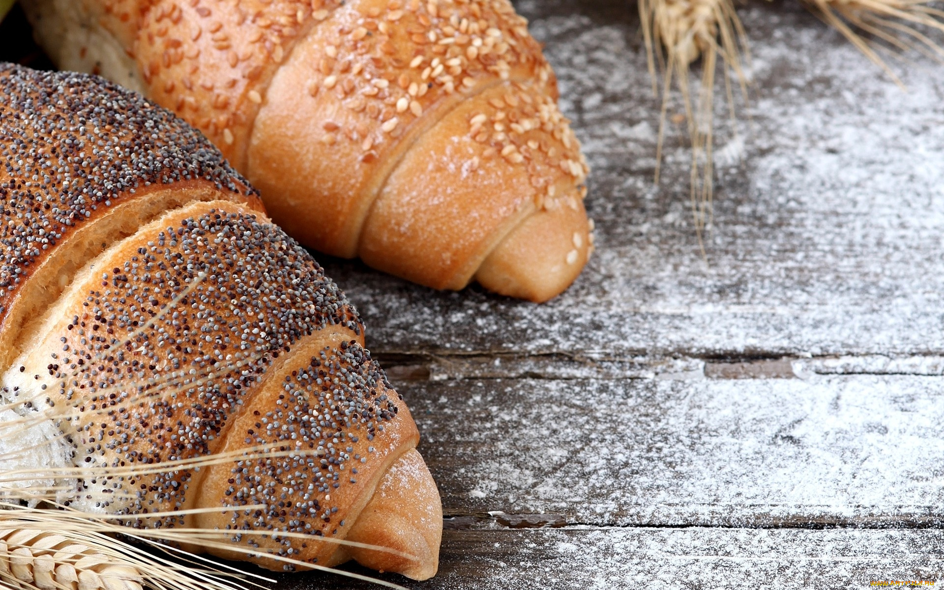 еда, хлеб, , выпечка, выпечка, кунжут, колоски, мак, рогалики