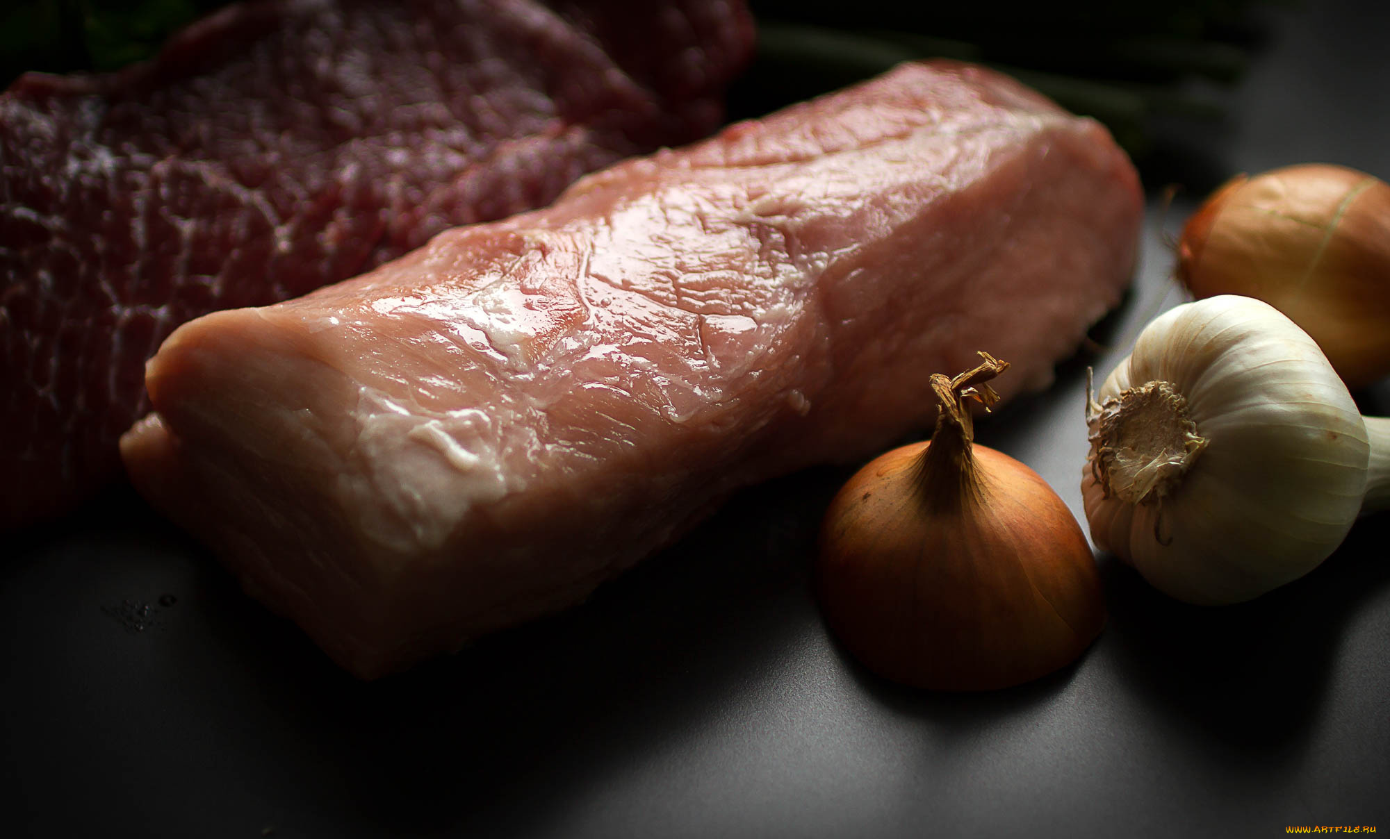 еда, мясные, блюда, лук, мясо