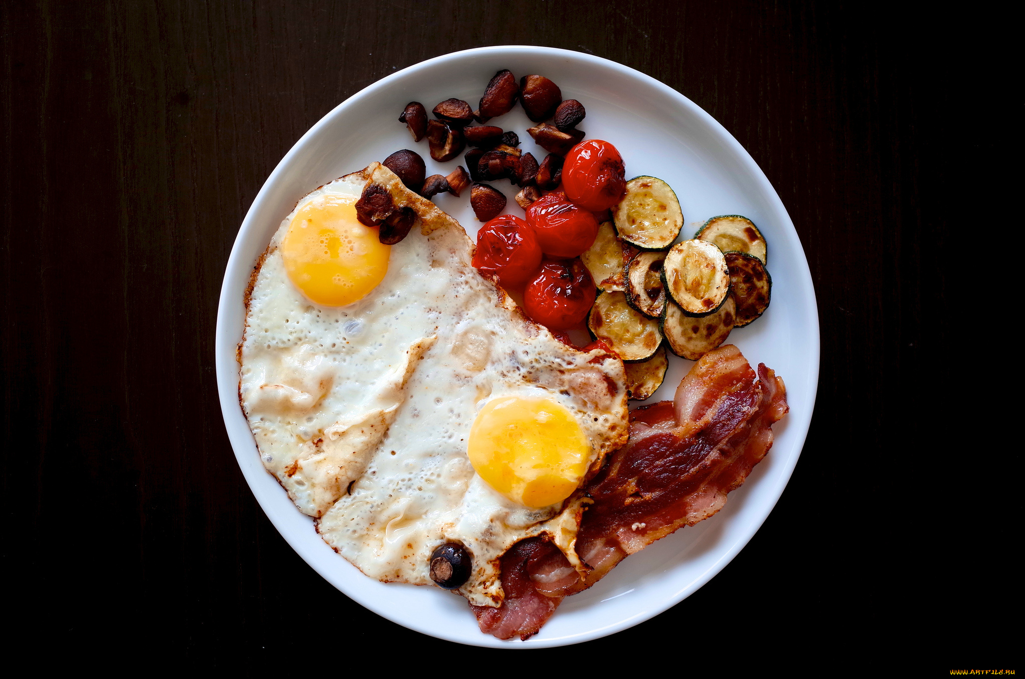 еда, Яичные, блюда, овощи, бекон, яишня