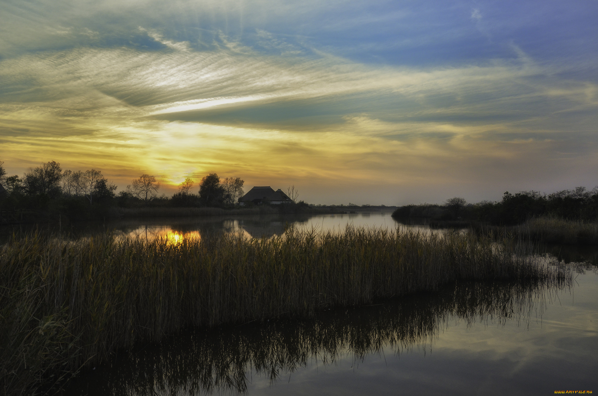 природа, восходы, закаты, сумерки, река