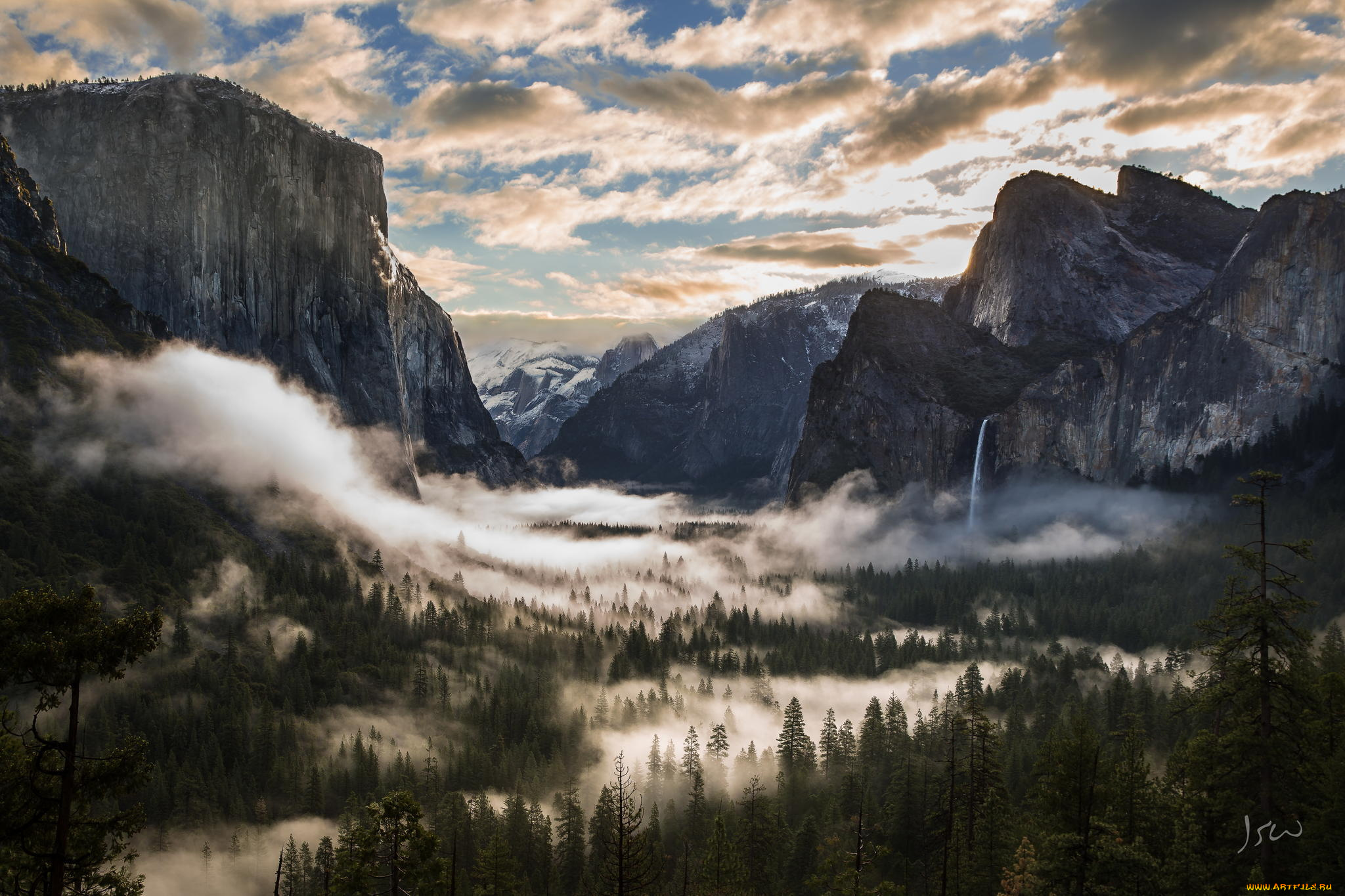 природа, горы, sierra, nevada, mountains, лес, деревья, облака, yosemite, national, park, california, национальный, парк