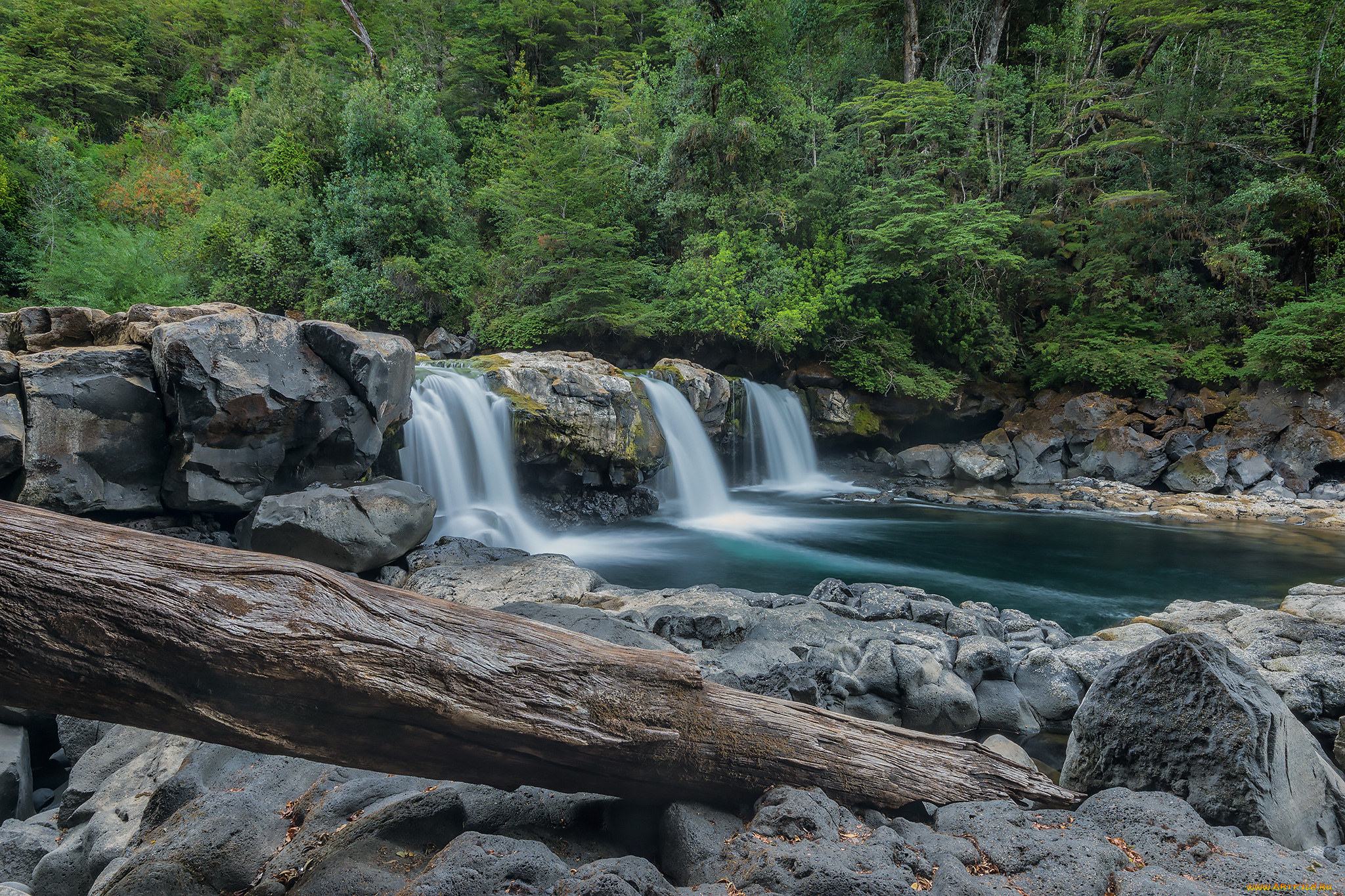 природа, водопады, река, лес, водопад