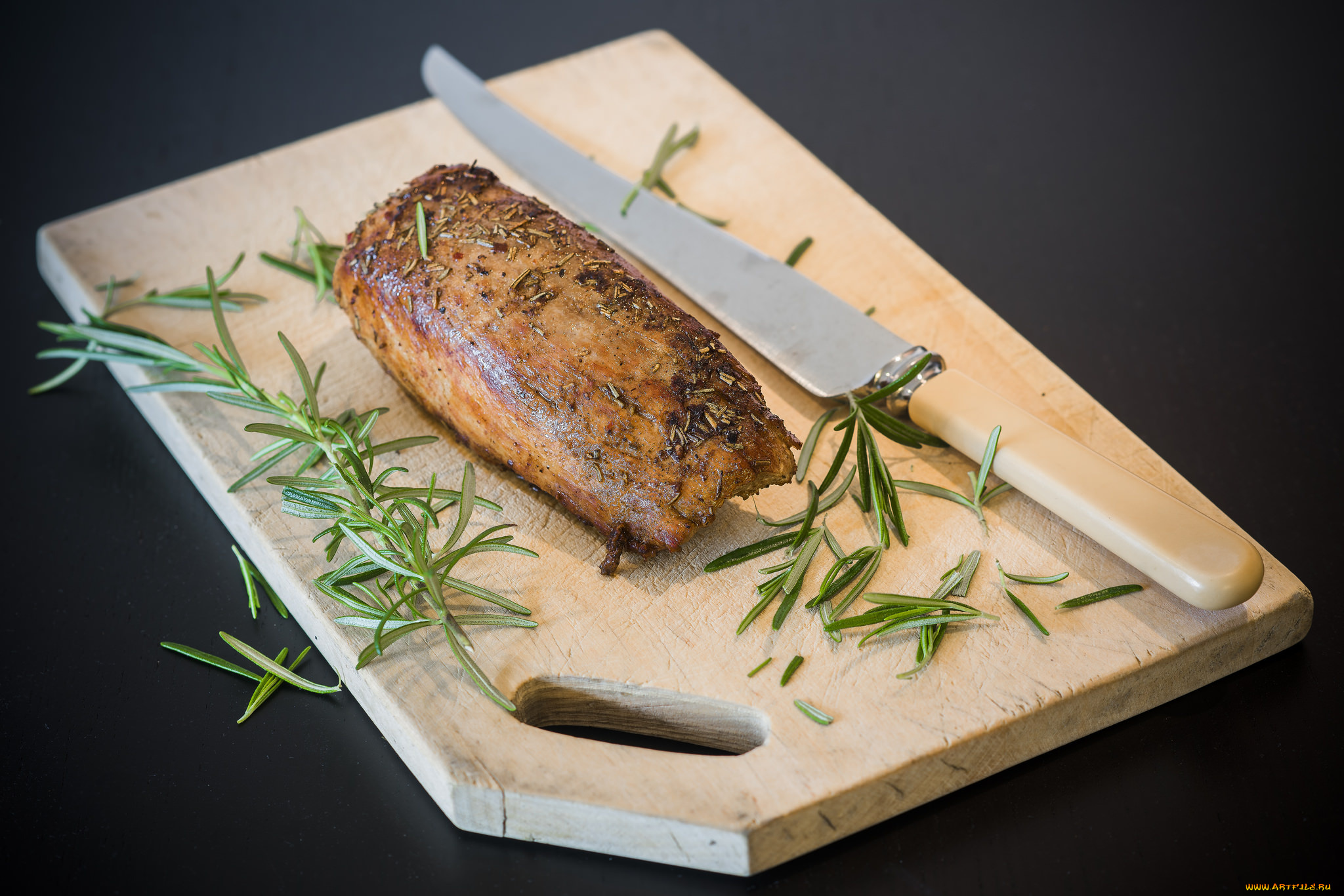 pork, tenderloin, еда, мясные, блюда, зелень, свинина