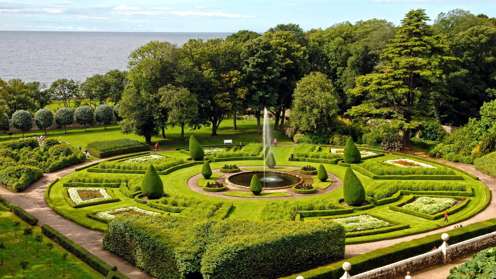 природа, парк, фонтан, дизайн, ландшафтный