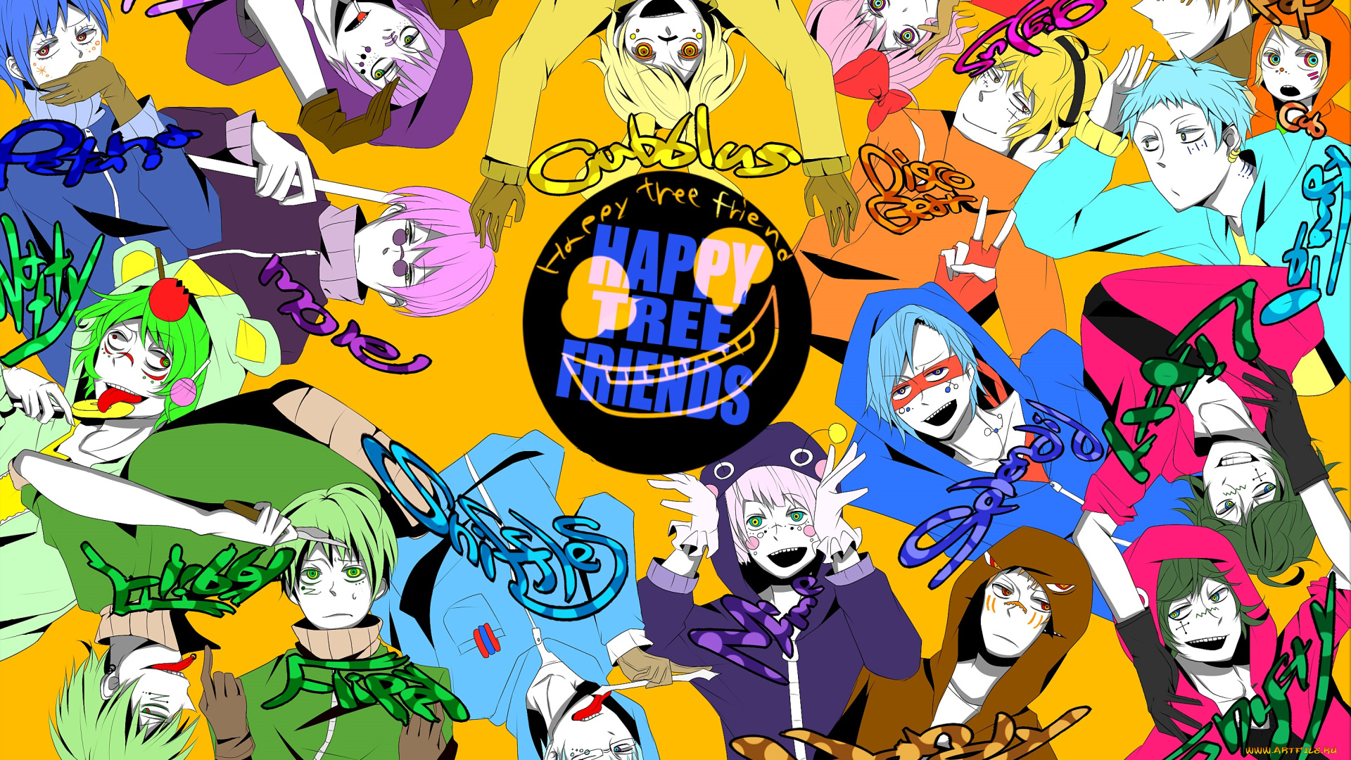 аниме, happy, tree, friends, matryoshka