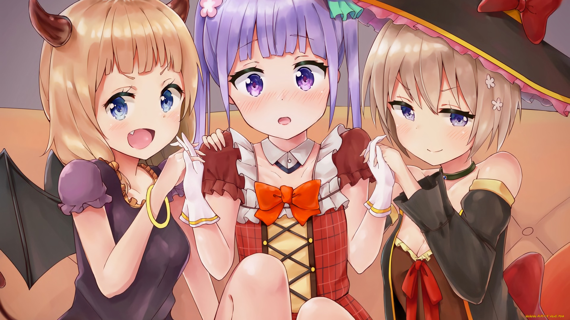 аниме, new, game, фон, взгляд, девушки