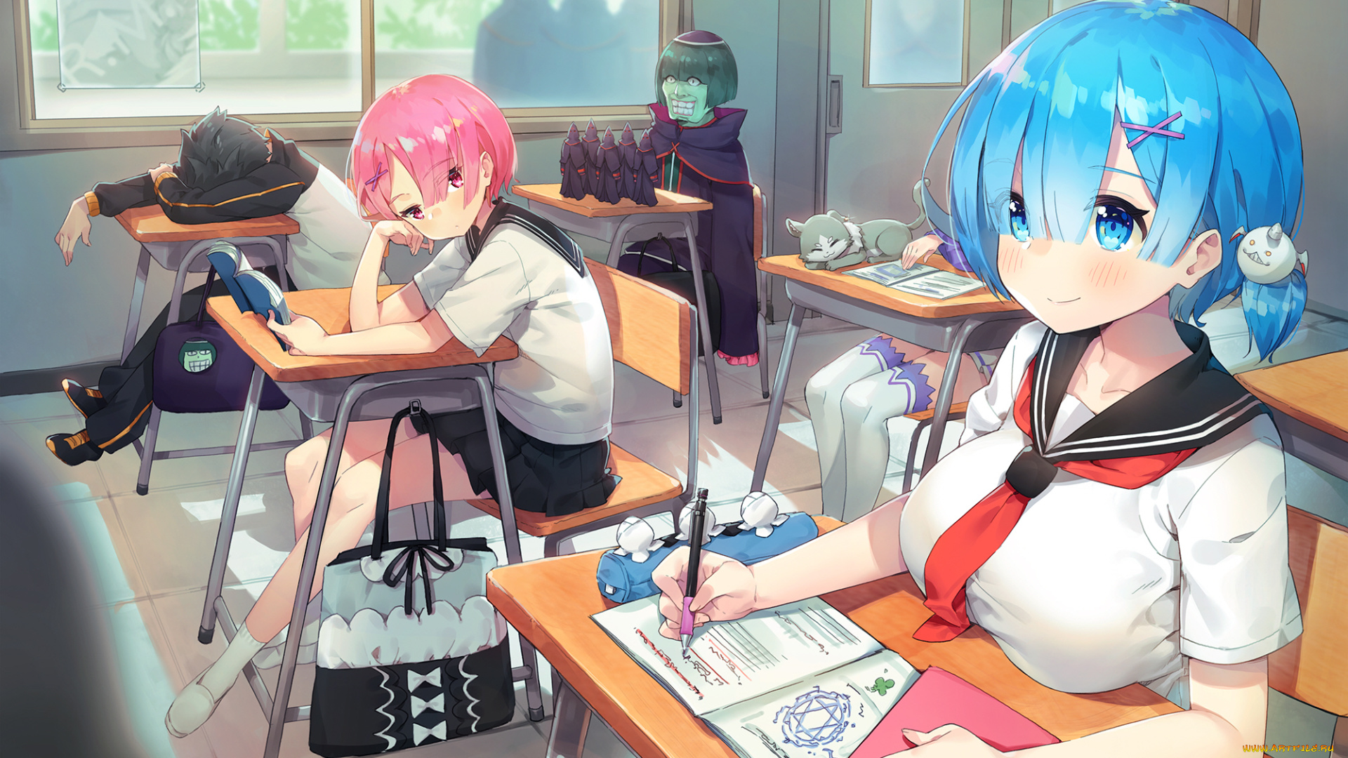 аниме, re, , zero, kara, hajimeru, isekai, seikatsu, школа