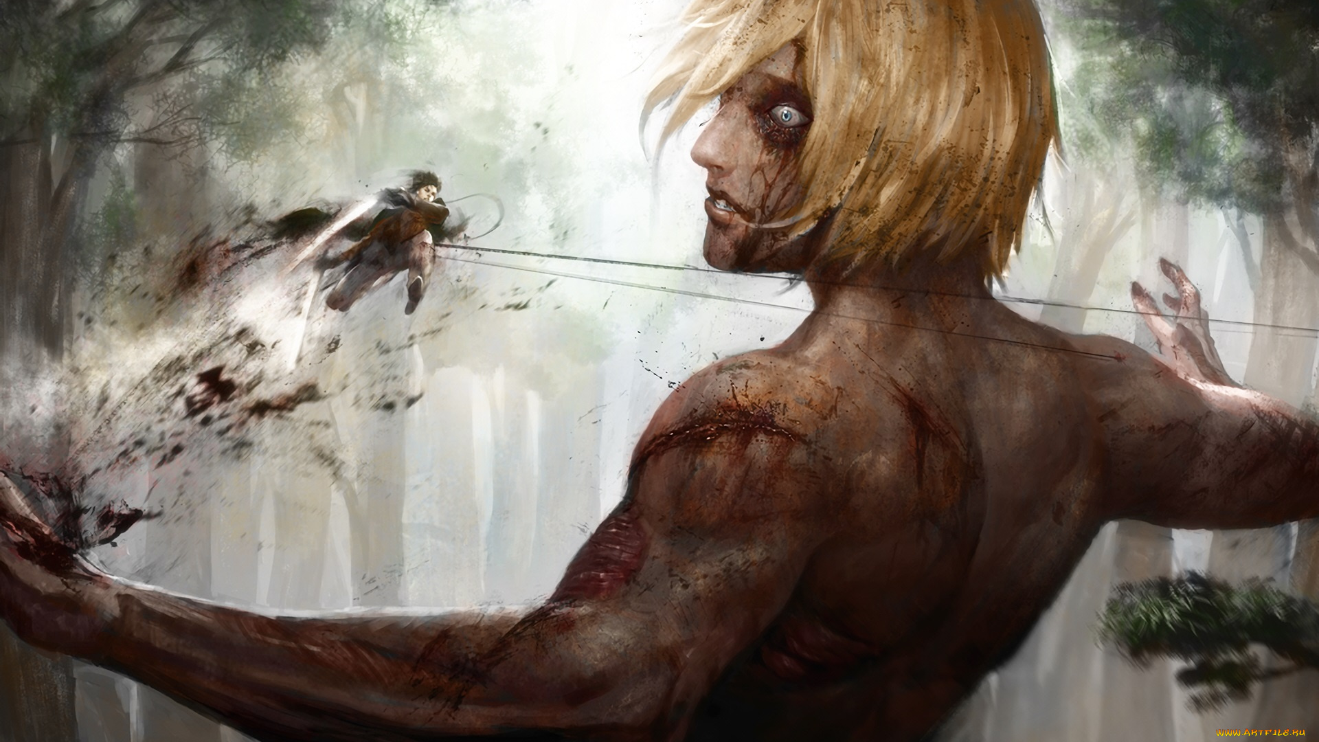 аниме, shingeki, no, kyojin, атака, титанов