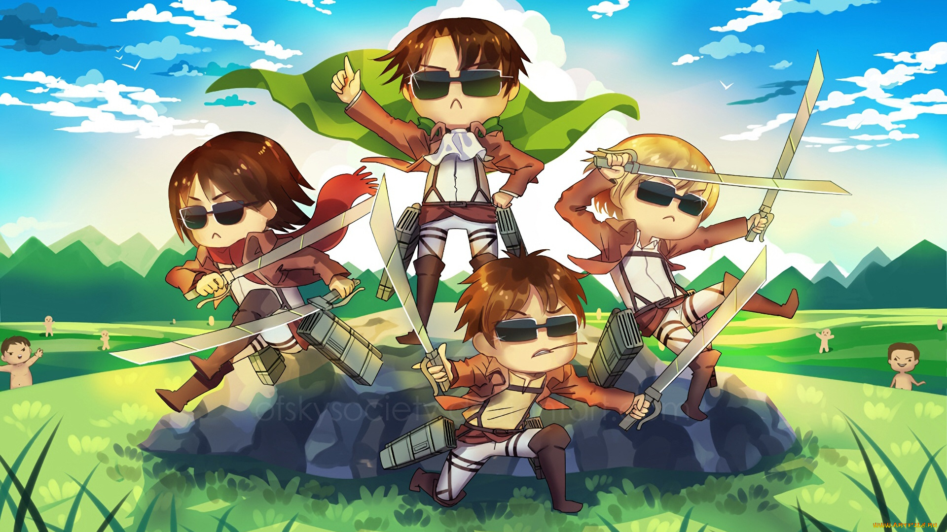 аниме, shingeki, no, kyojin, атака, титанов