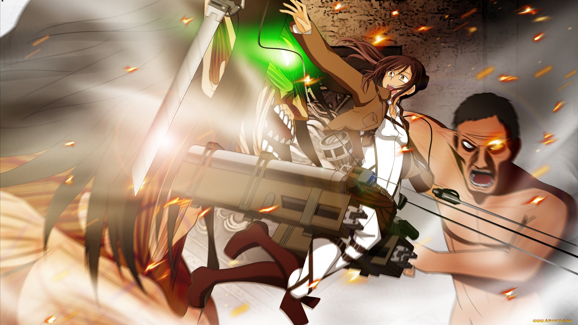 аниме, shingeki, no, kyojin, атака, титанов