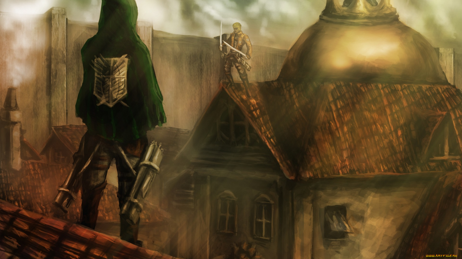 аниме, shingeki, no, kyojin, атака, титанов