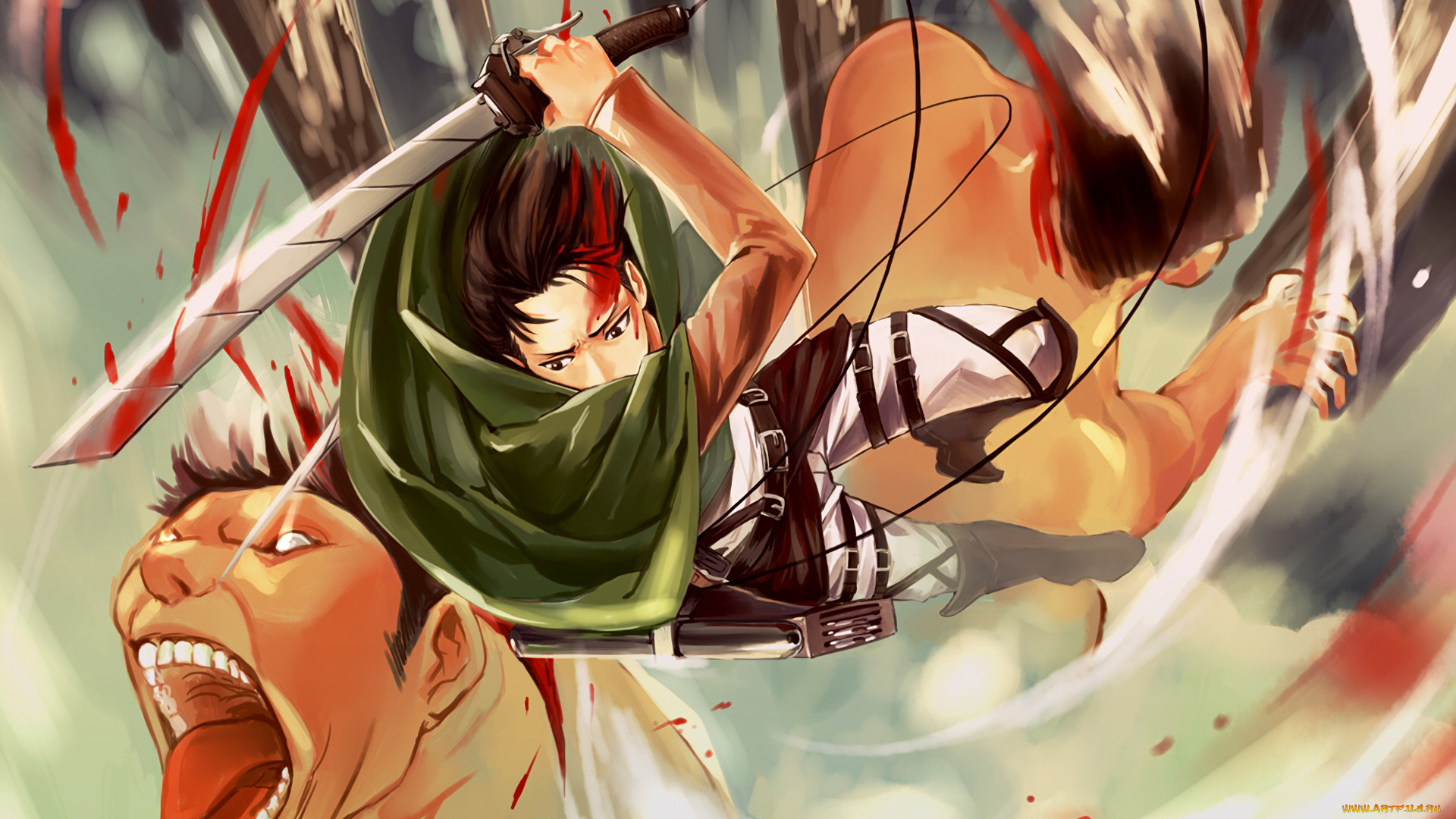 аниме, shingeki, no, kyojin, атака, титанов