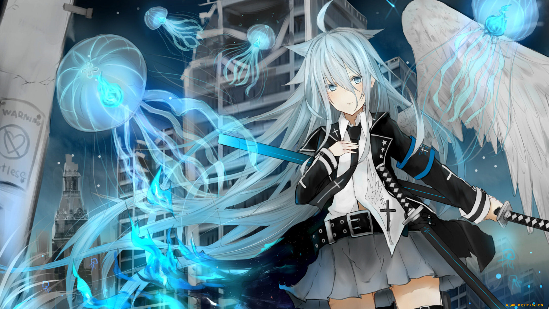 аниме, животные, , существа, девушка