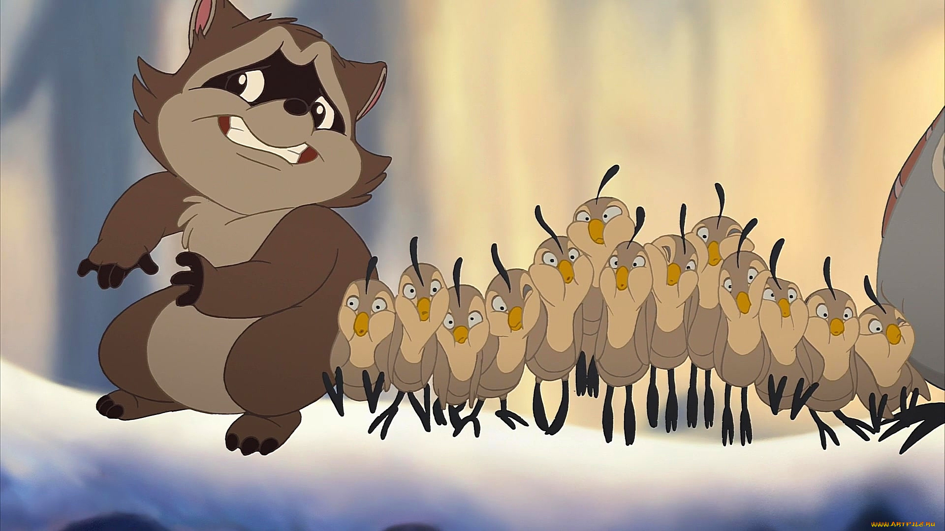 мультфильмы, bambi, 2, птица, енот