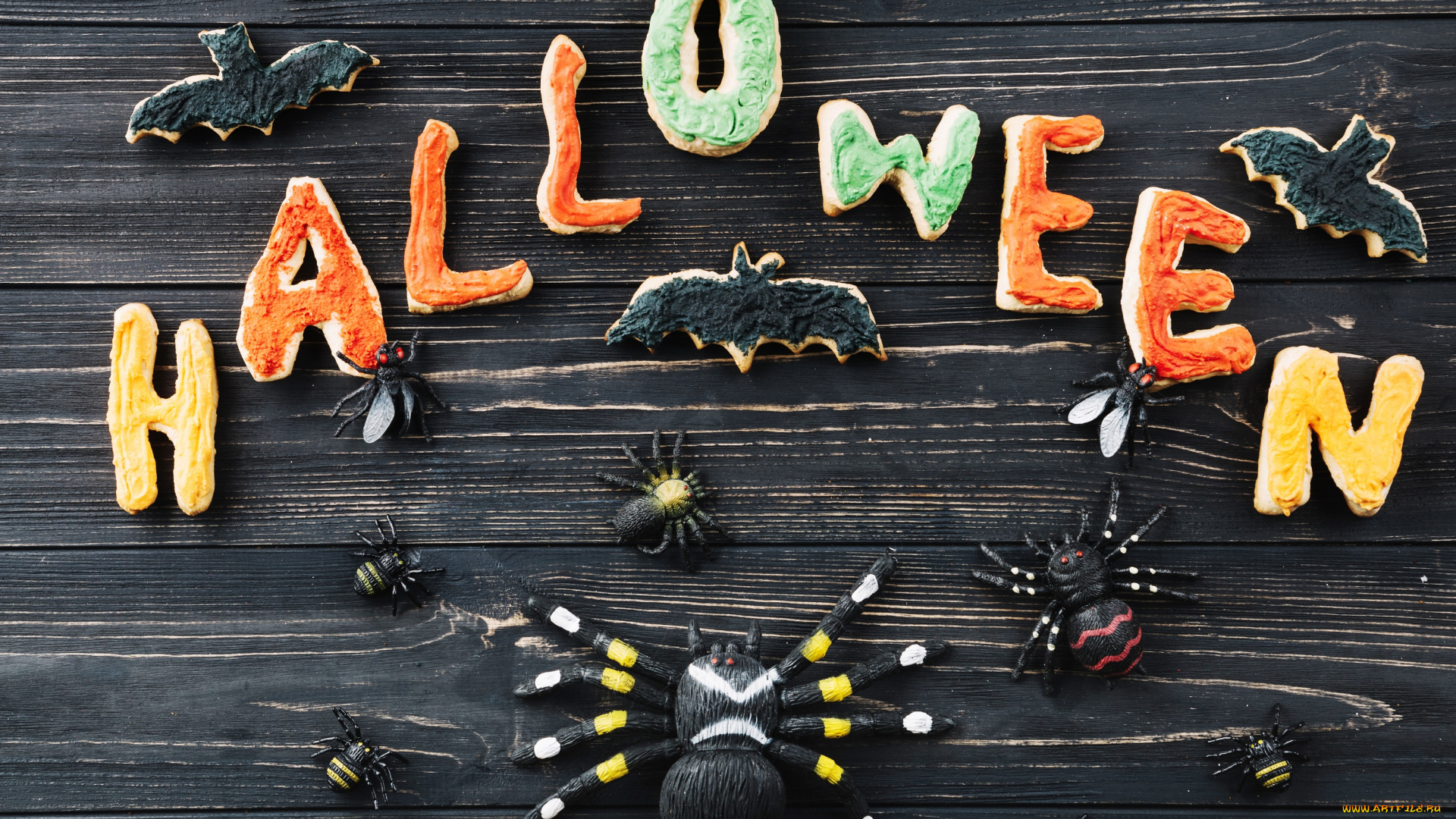 праздничные, хэллоуин, праздник, буквы, печеньки, паук