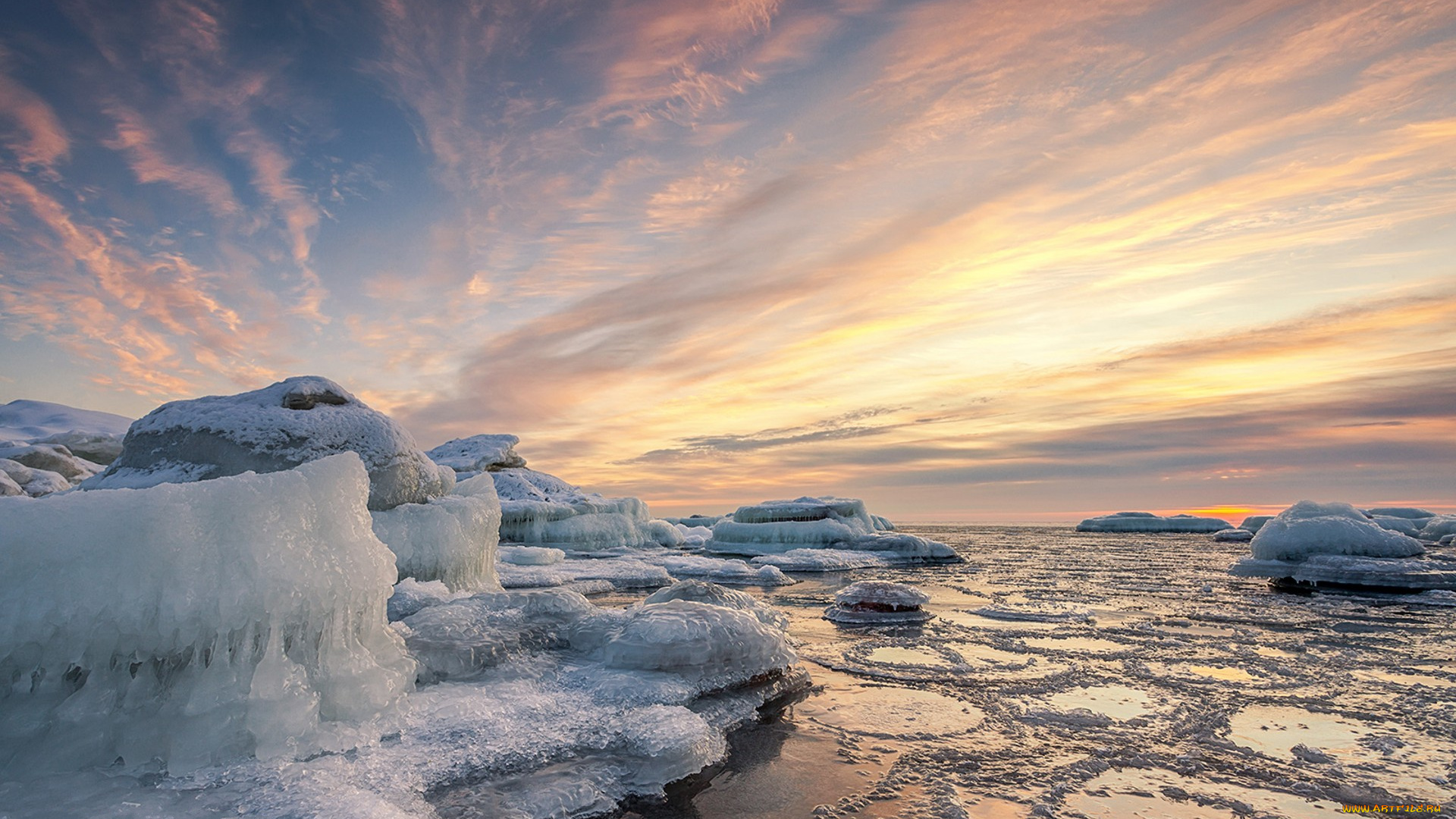 природа, айсберги, и, ледники, простор