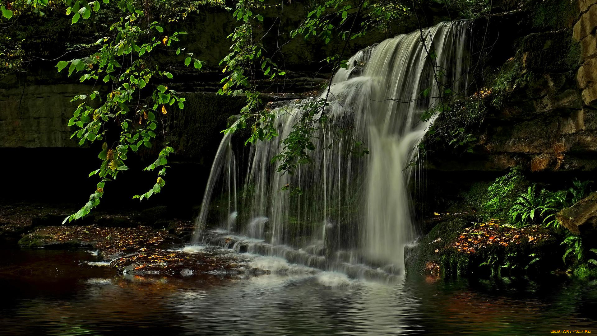 природа, водопады, камни, водоём, скалы, водопад