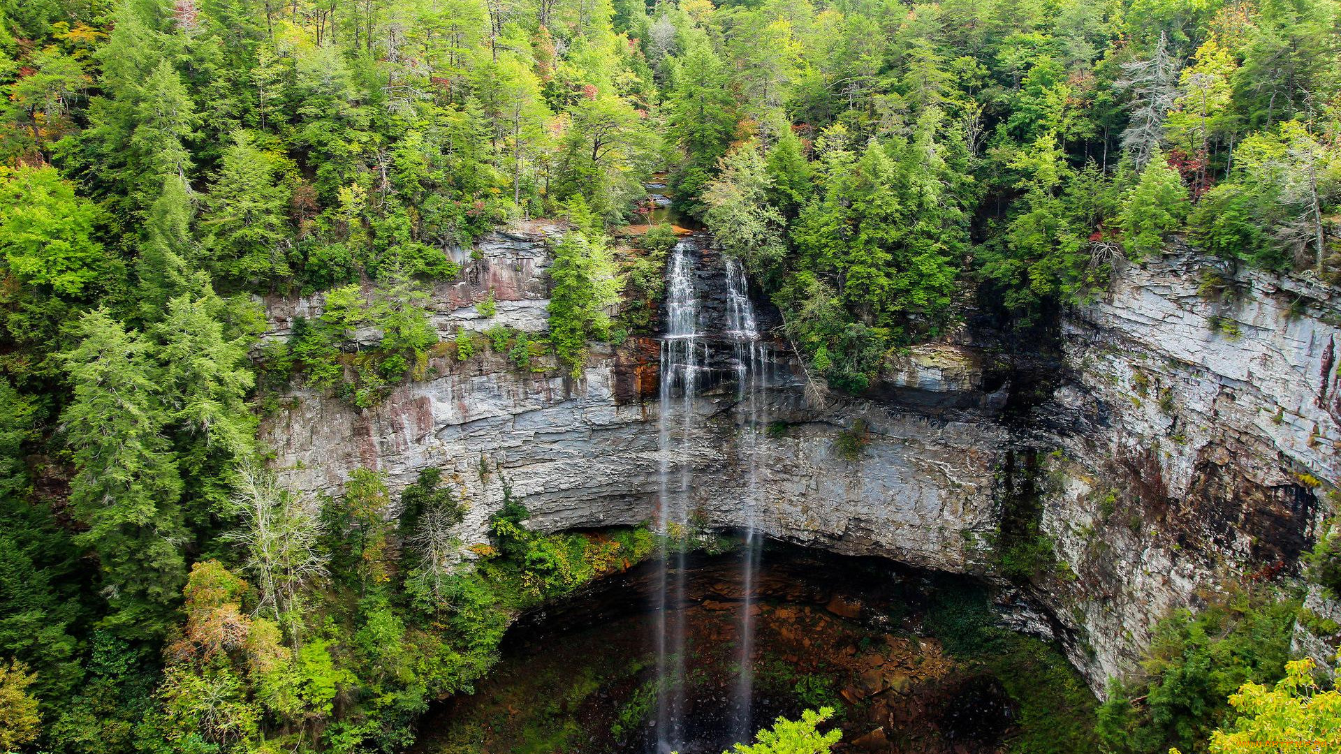природа, водопады, водопад, водоём, скалы