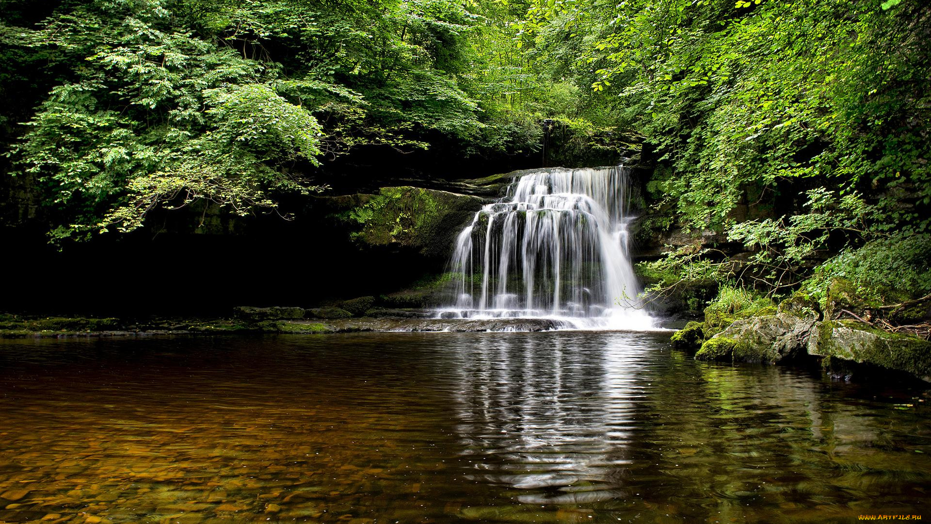 природа, водопады, водоём, камни, скалы, водопад