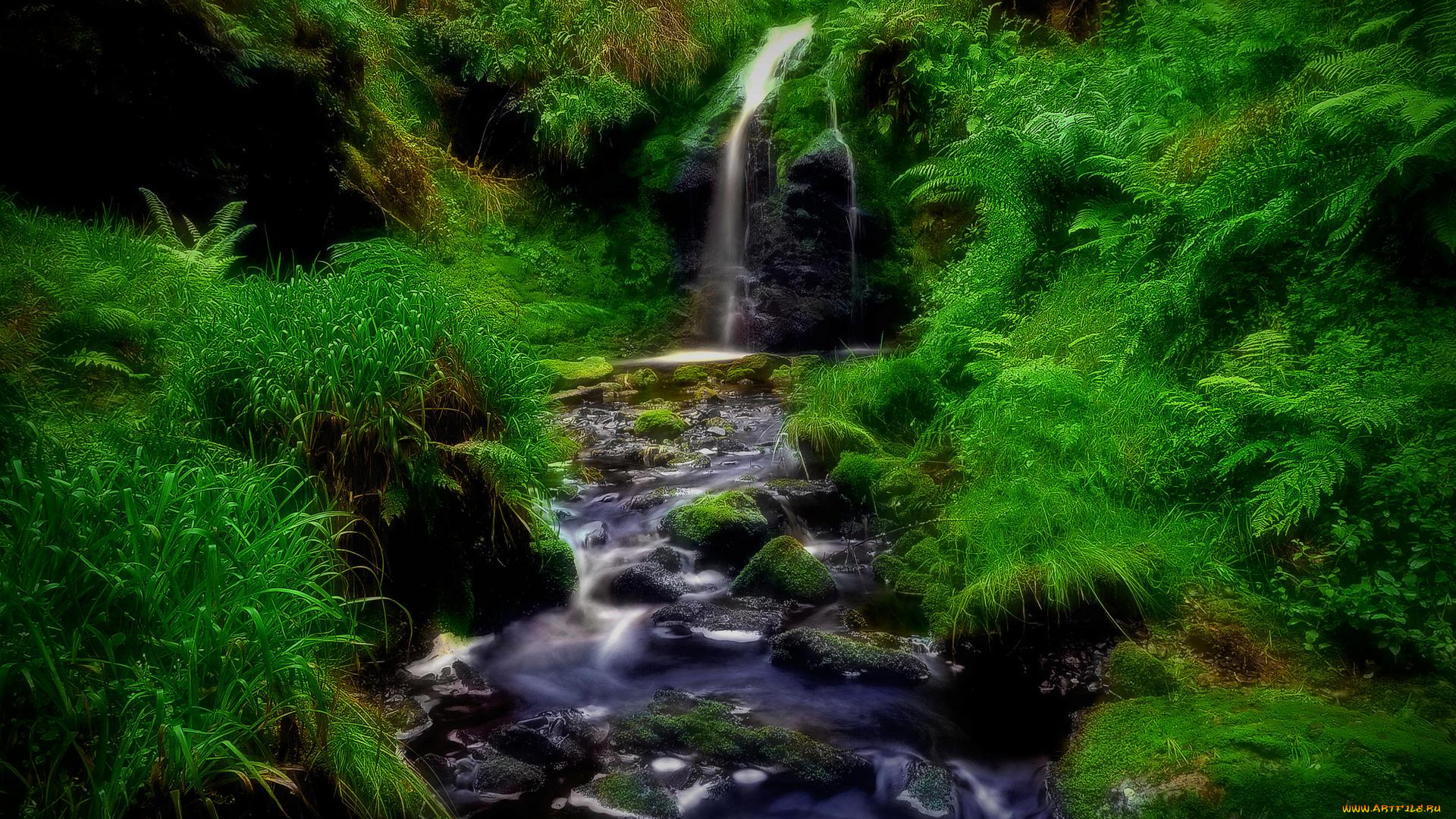 природа, водопады, водоём, скалы, камни, водопад