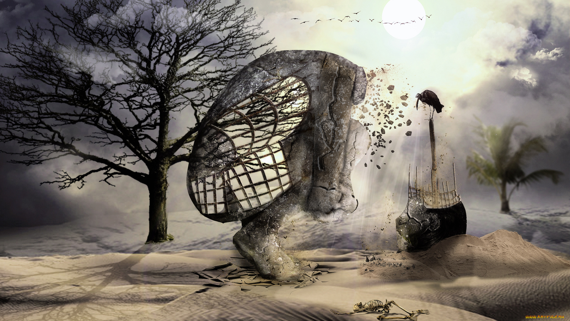 разное, компьютерный, дизайн, скелет, фон, дерево