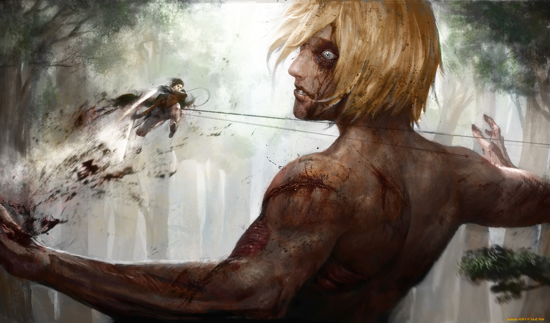 аниме, shingeki, no, kyojin, атака, титанов