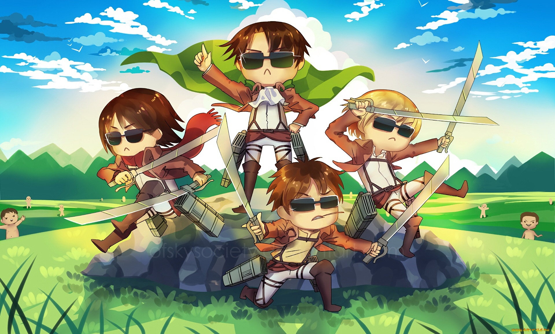 аниме, shingeki, no, kyojin, атака, титанов