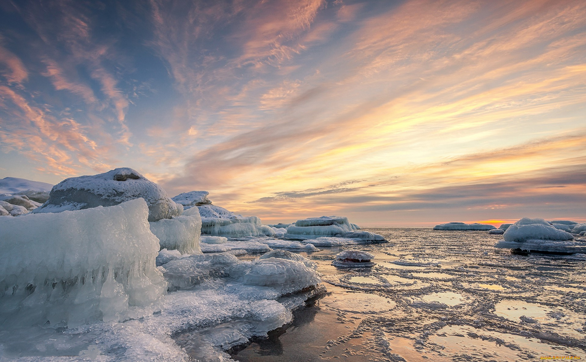 природа, айсберги, и, ледники, простор
