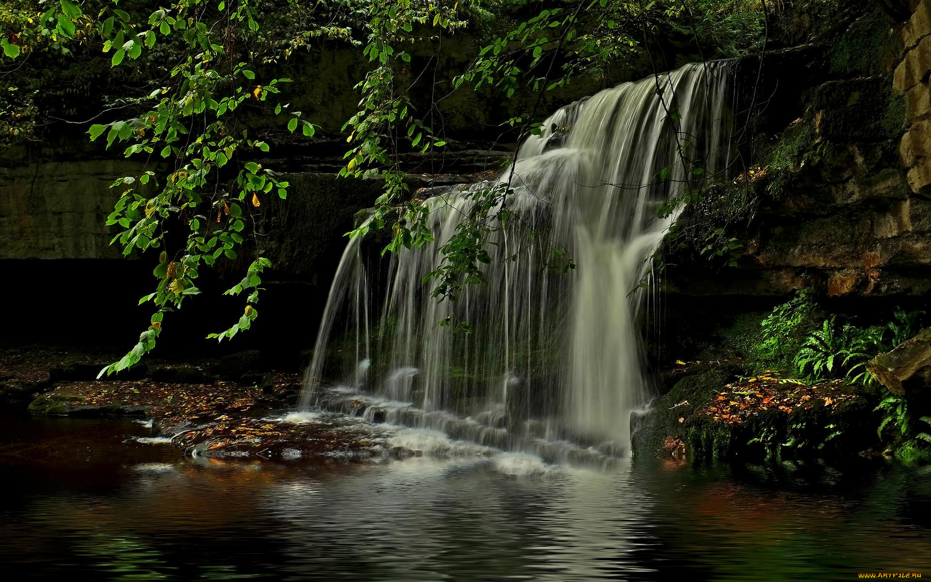 природа, водопады, камни, водоём, скалы, водопад