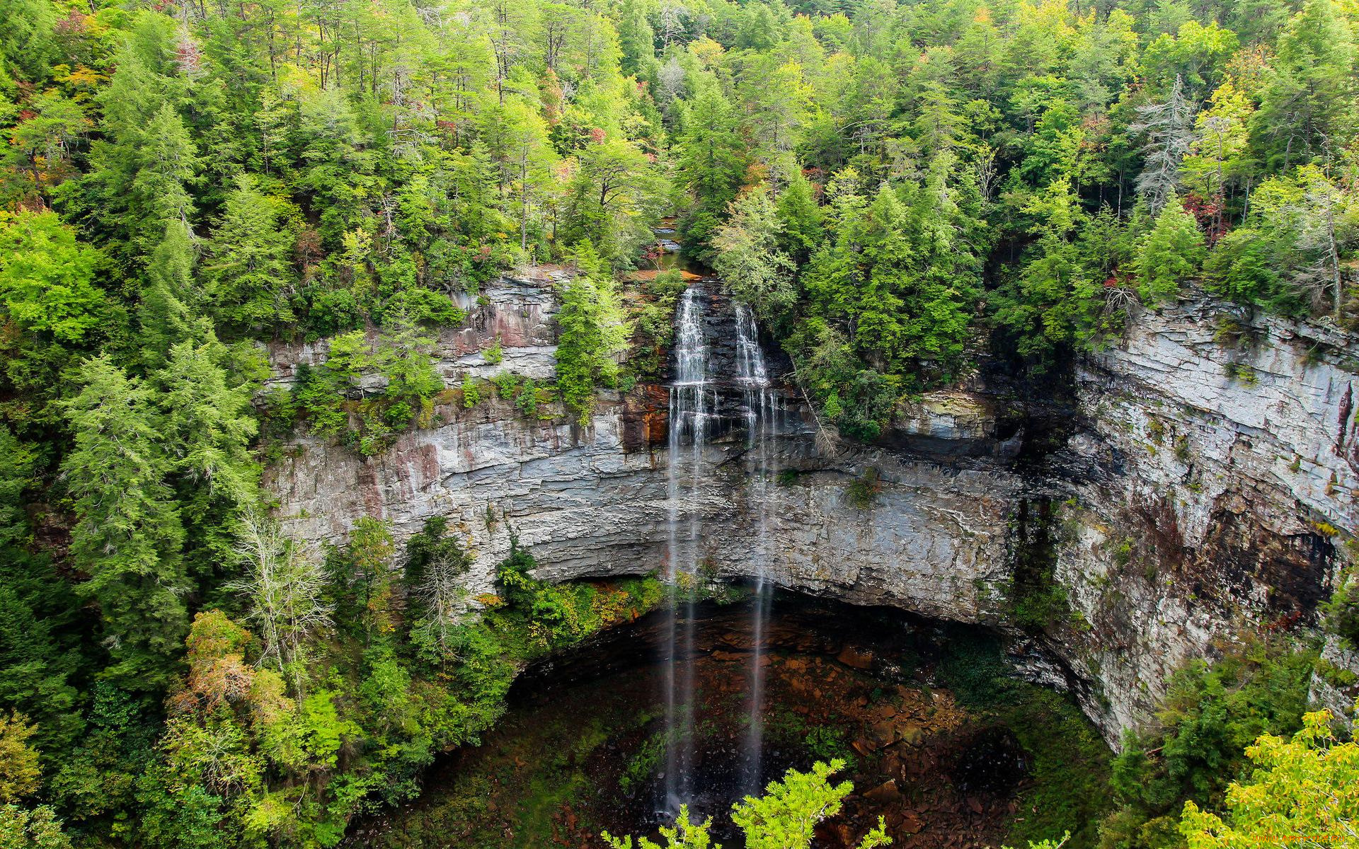 природа, водопады, водопад, водоём, скалы