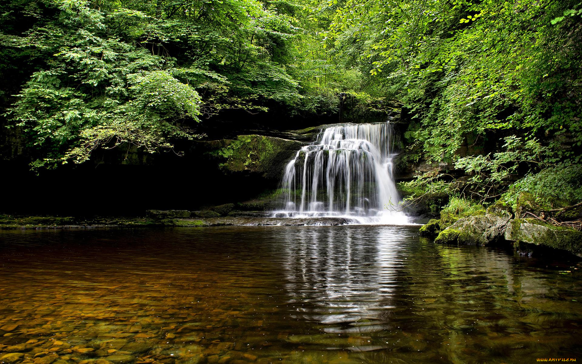 природа, водопады, водоём, камни, скалы, водопад