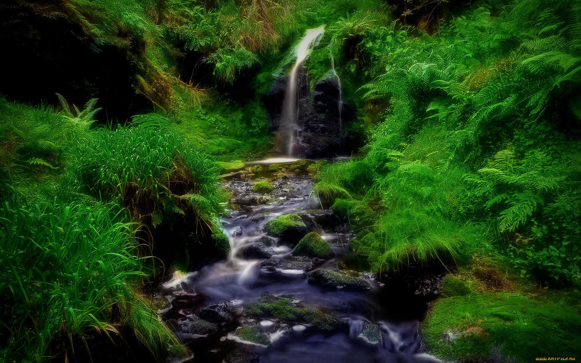 природа, водопады, водоём, скалы, камни, водопад