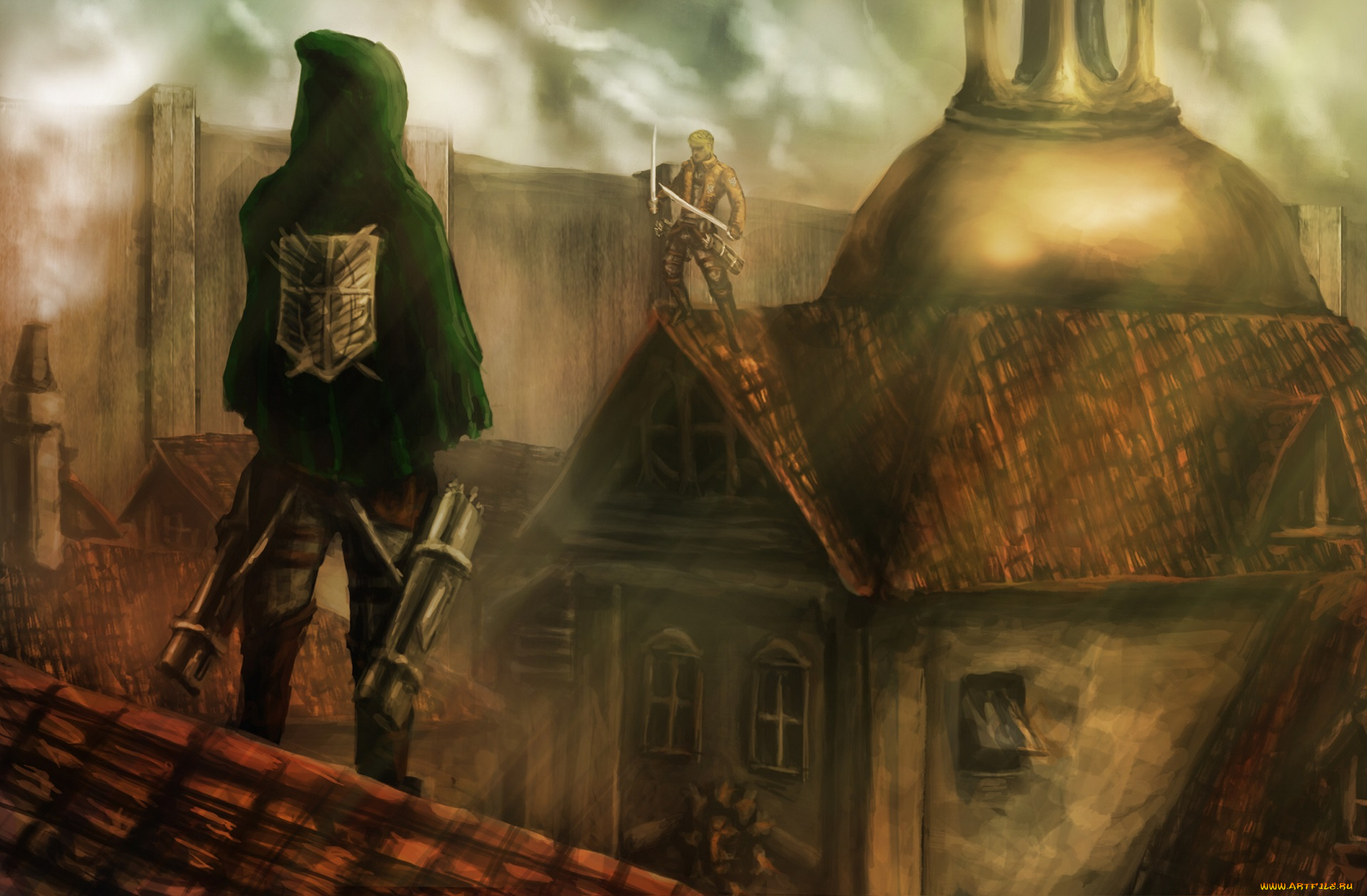 аниме, shingeki, no, kyojin, атака, титанов