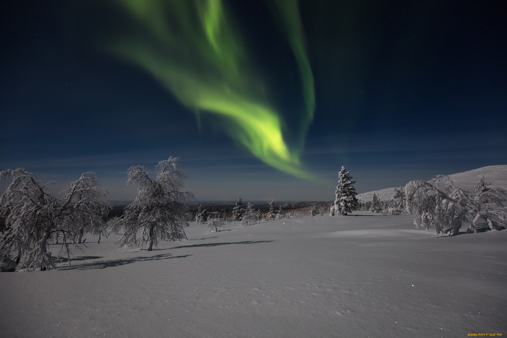 природа, северное, сияние, простор