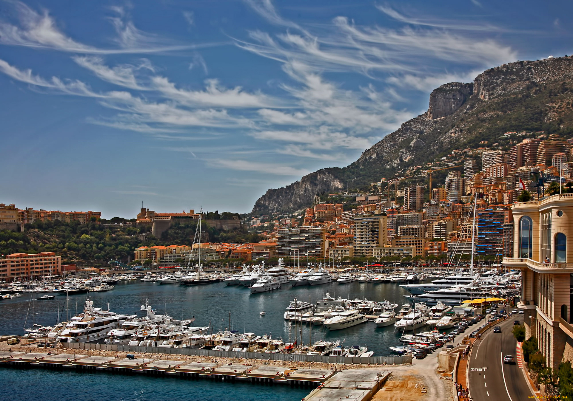 города, монте-карло, , монако, лодки, яхты, горы, дома, монте-карло, гавань, небо