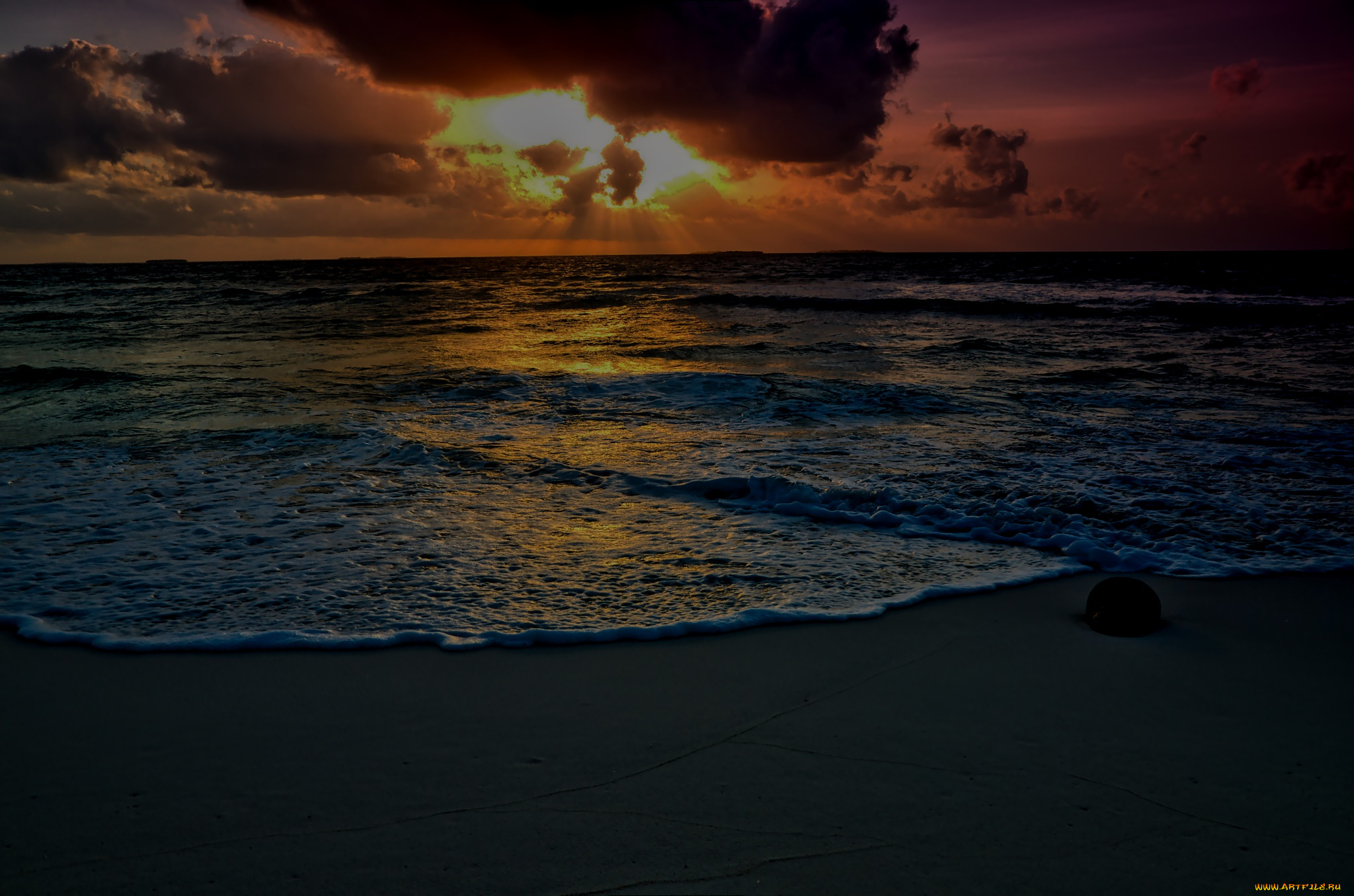 природа, восходы, закаты, волны, море