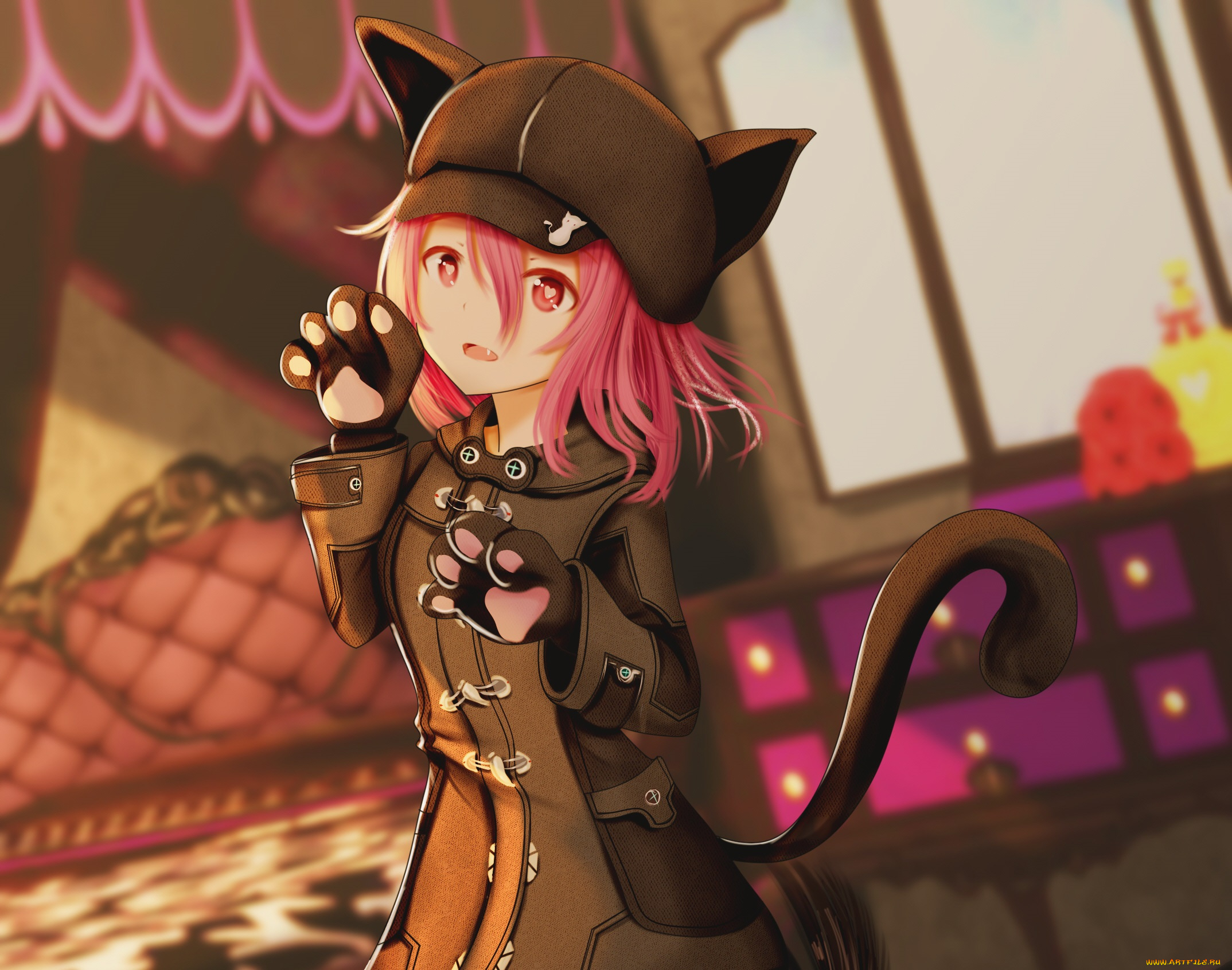 аниме, животные, , существа, девушка