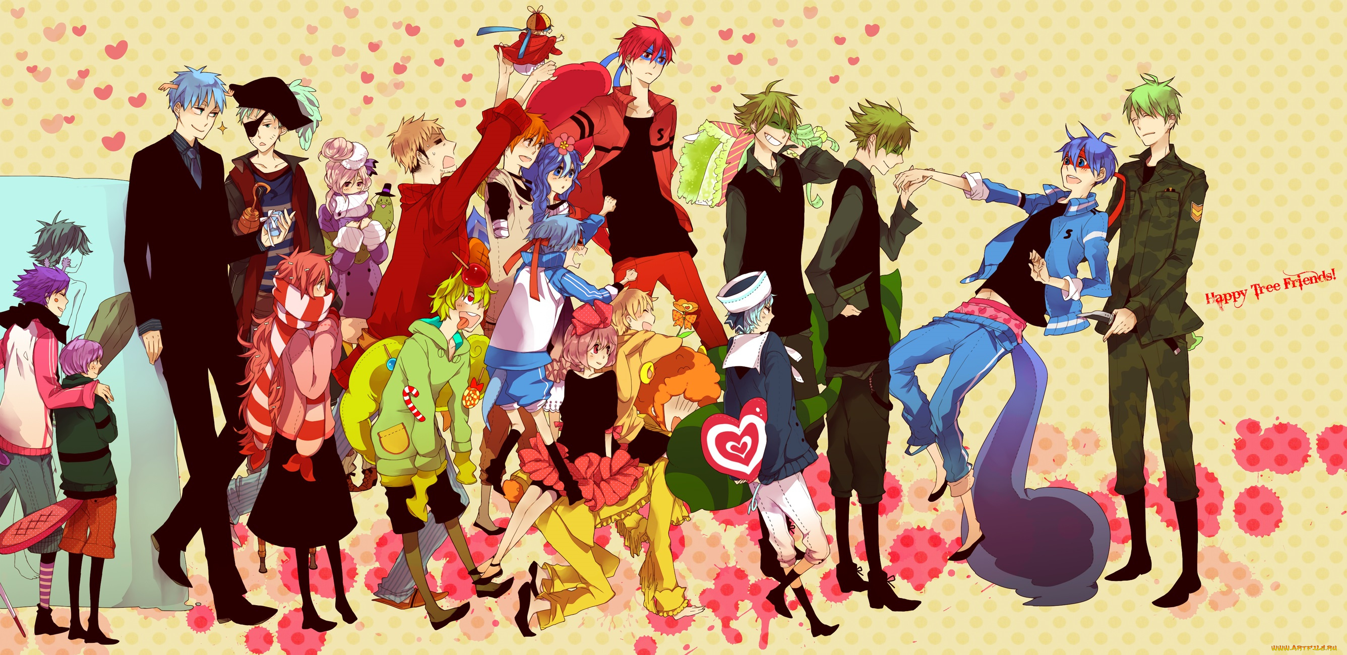 аниме, happy, tree, friends, счастливые, лесные, друзья