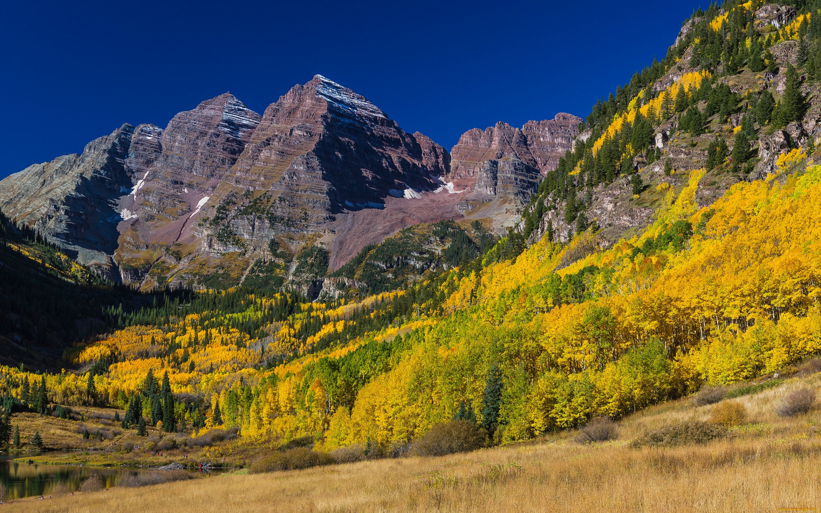 природа, горы, долина, деревья, солнце