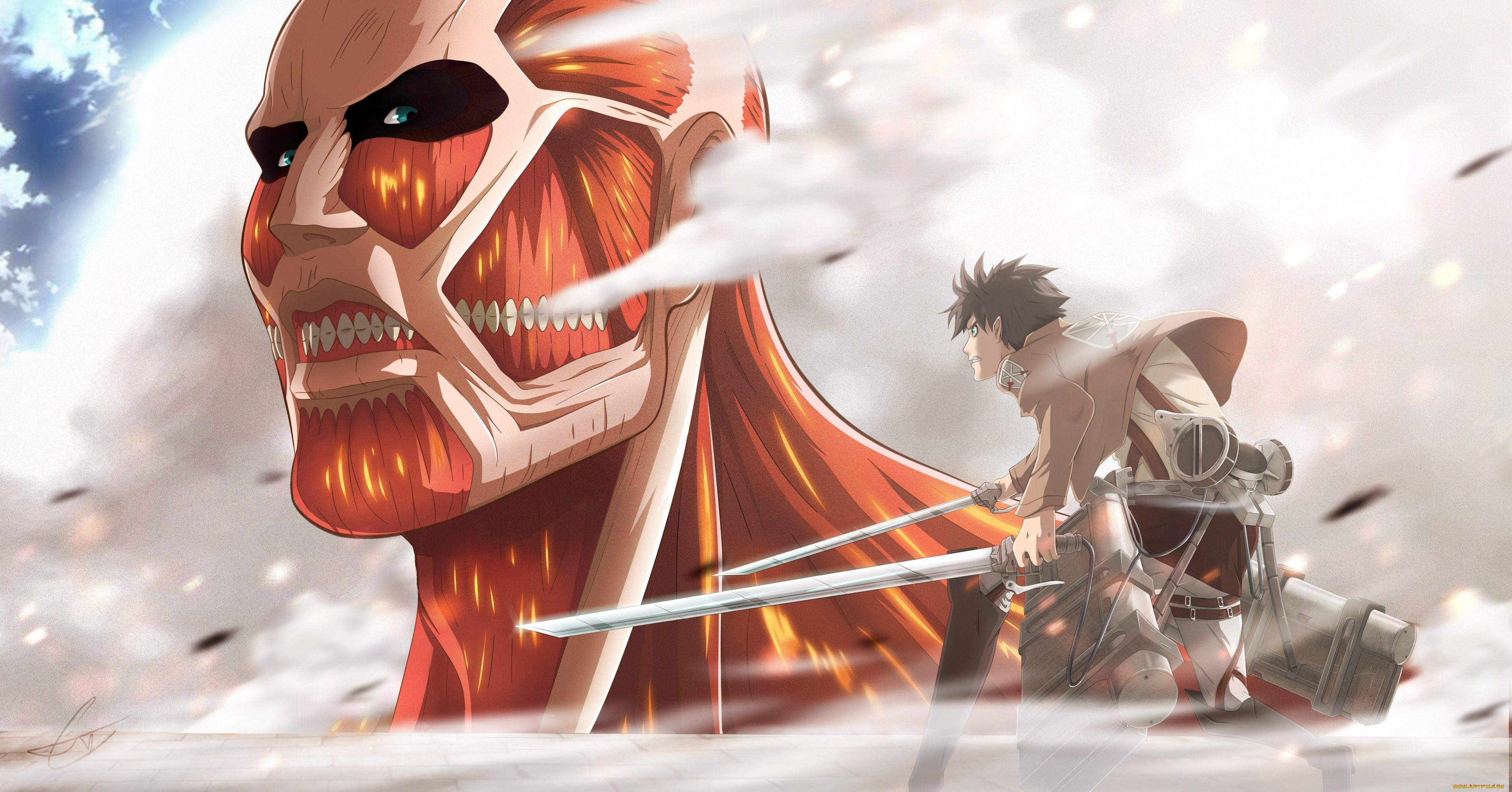 аниме, shingeki, no, kyojin, атака, титанов