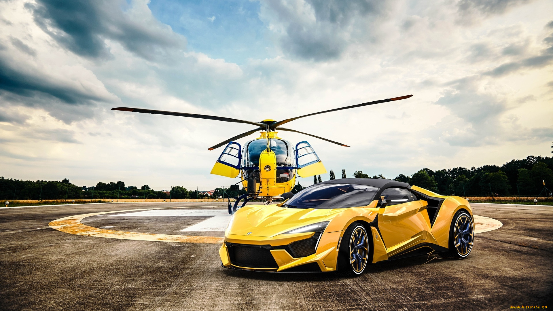 2018, fenyr, supersport, автомобили, fenyr, w, motors, арабские, автомобиль, 2018, вертолет, суперкар, желтый