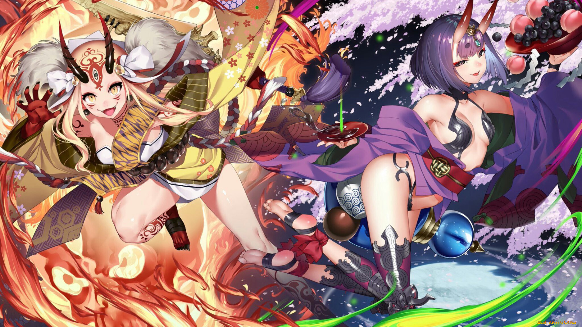 аниме, fate, stay, night, , grand, order, , apocrypha, grand, order, девушки, рога, фрукты, огонь