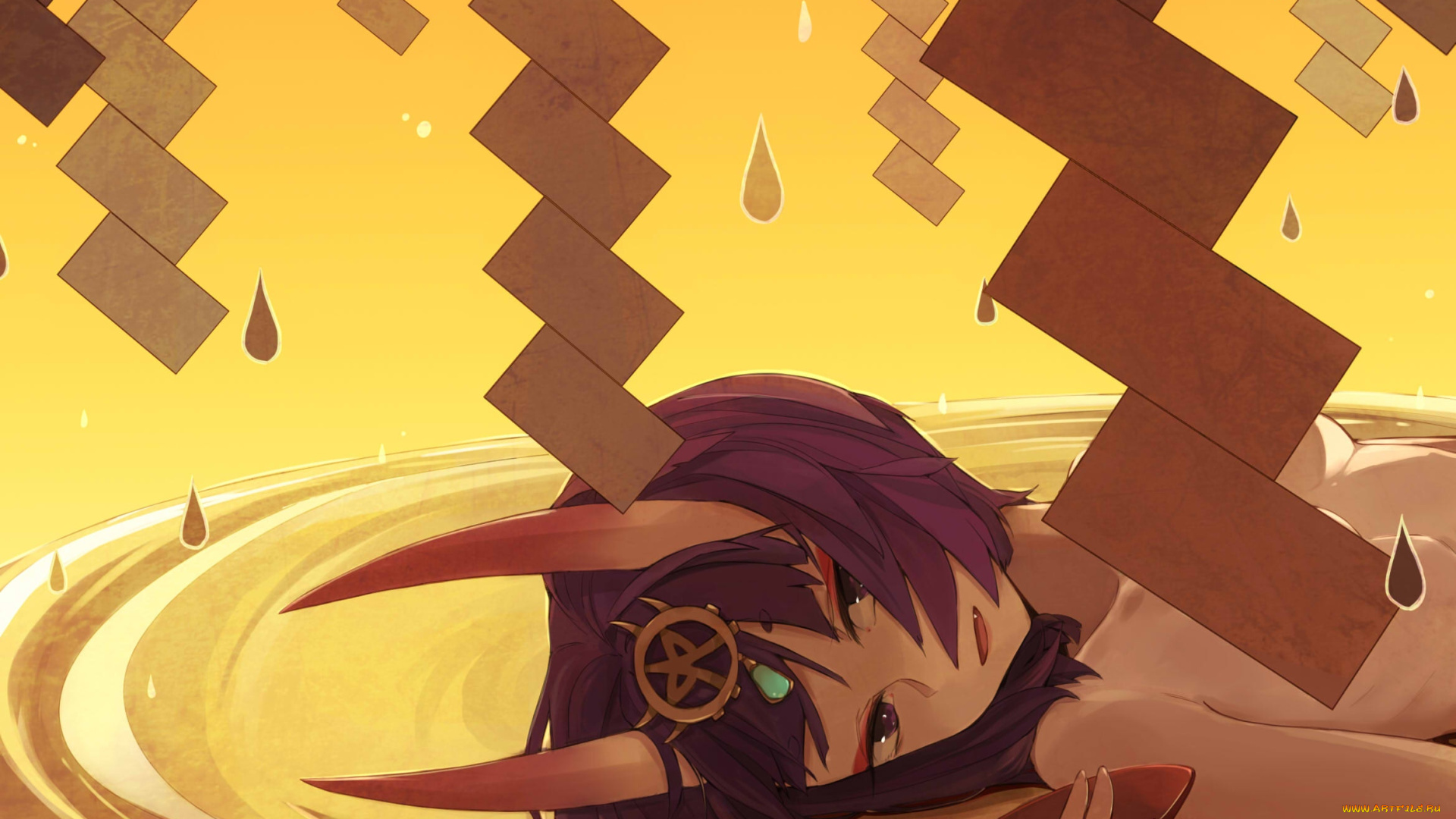 аниме, fate, stay, night, , grand, order, , apocrypha, рога, капли, девушка