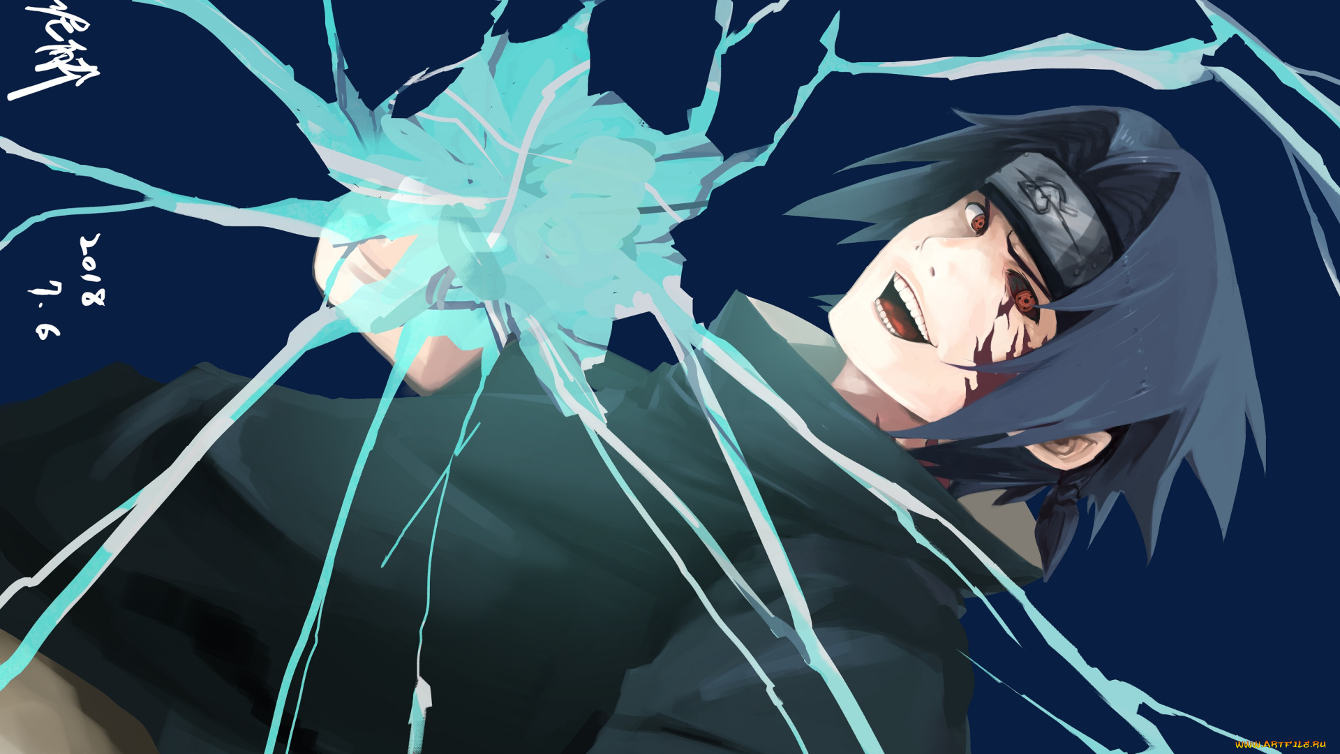 аниме, naruto, чидори, учиха, шаринган, саске