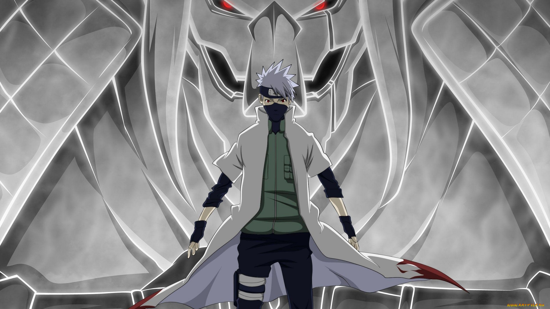 аниме, naruto, шиноби, хатаке, плащ, какаши