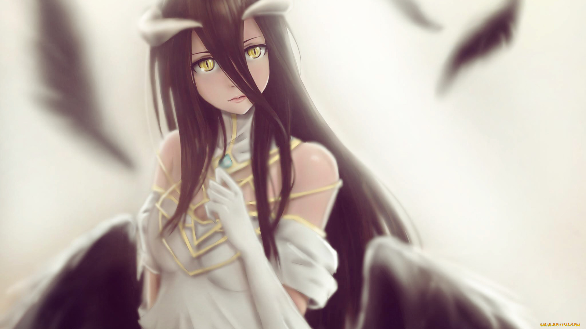 аниме, overlord, рога, фон, девушка, взгляд