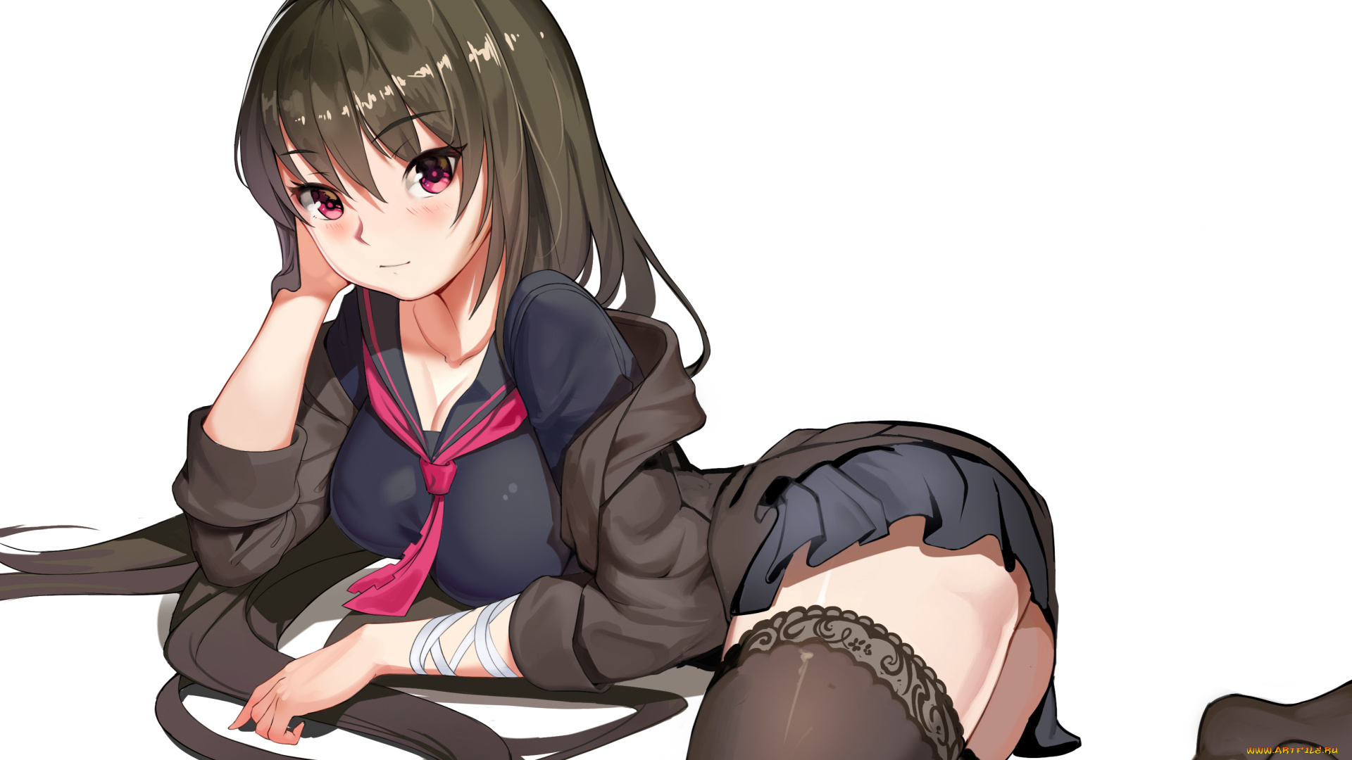 аниме, soul, worker, взгляд, фон, девушка