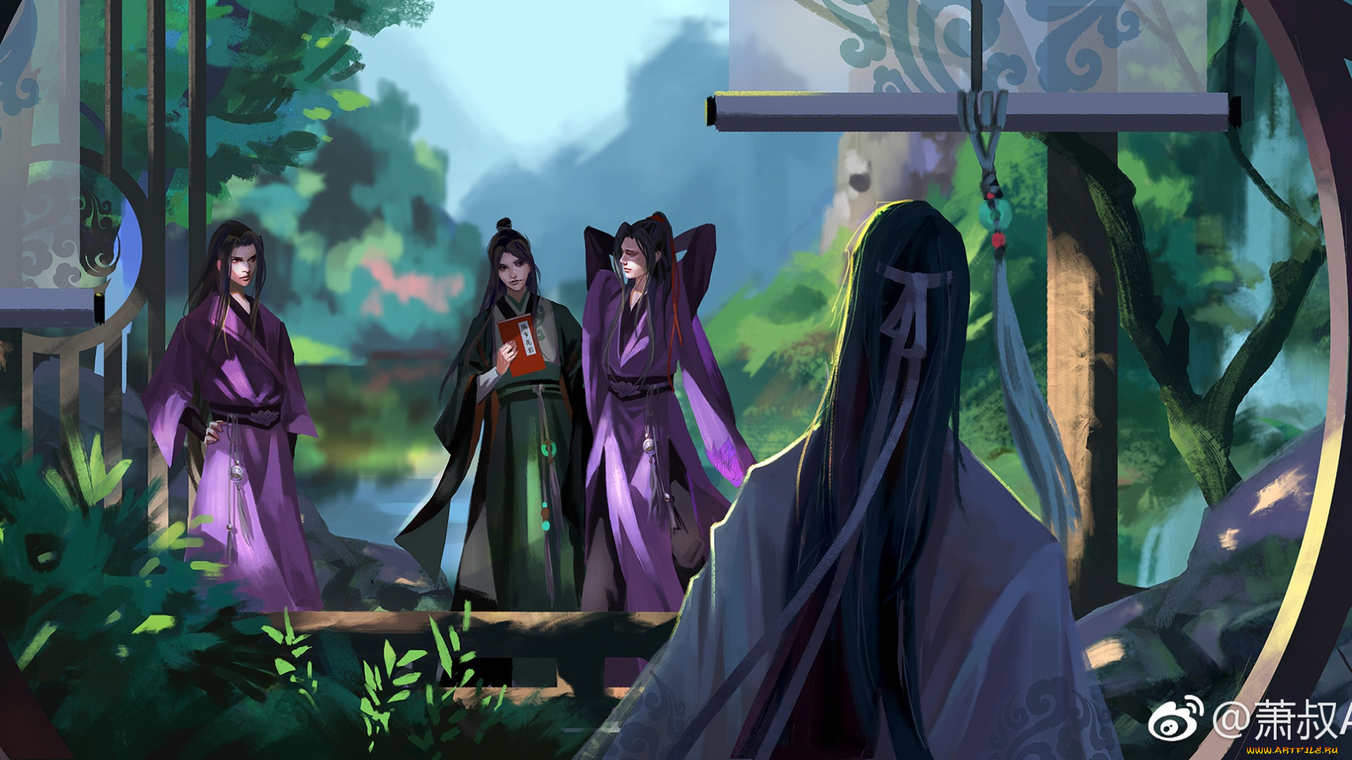 аниме, unknown, , другое, , кимоно, двор, парни