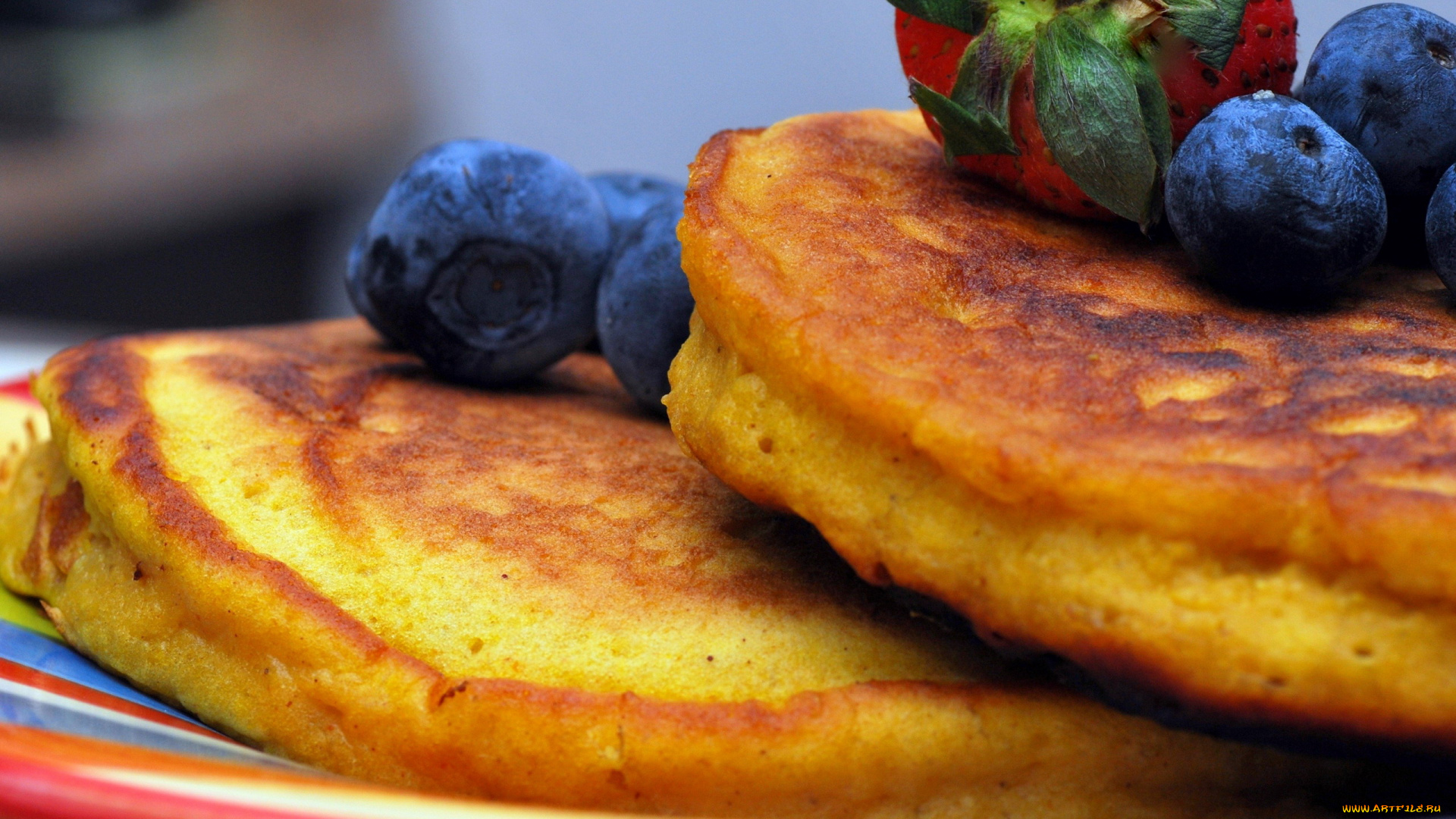 еда, блины, , оладьи, ягоды, оладьи